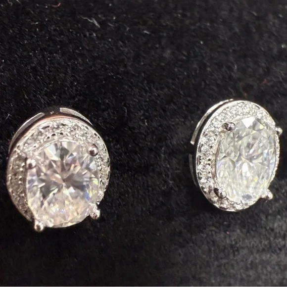 Two ct. Moissanite Oval earrings set in sterling silver $270 with GRA & COA NEW